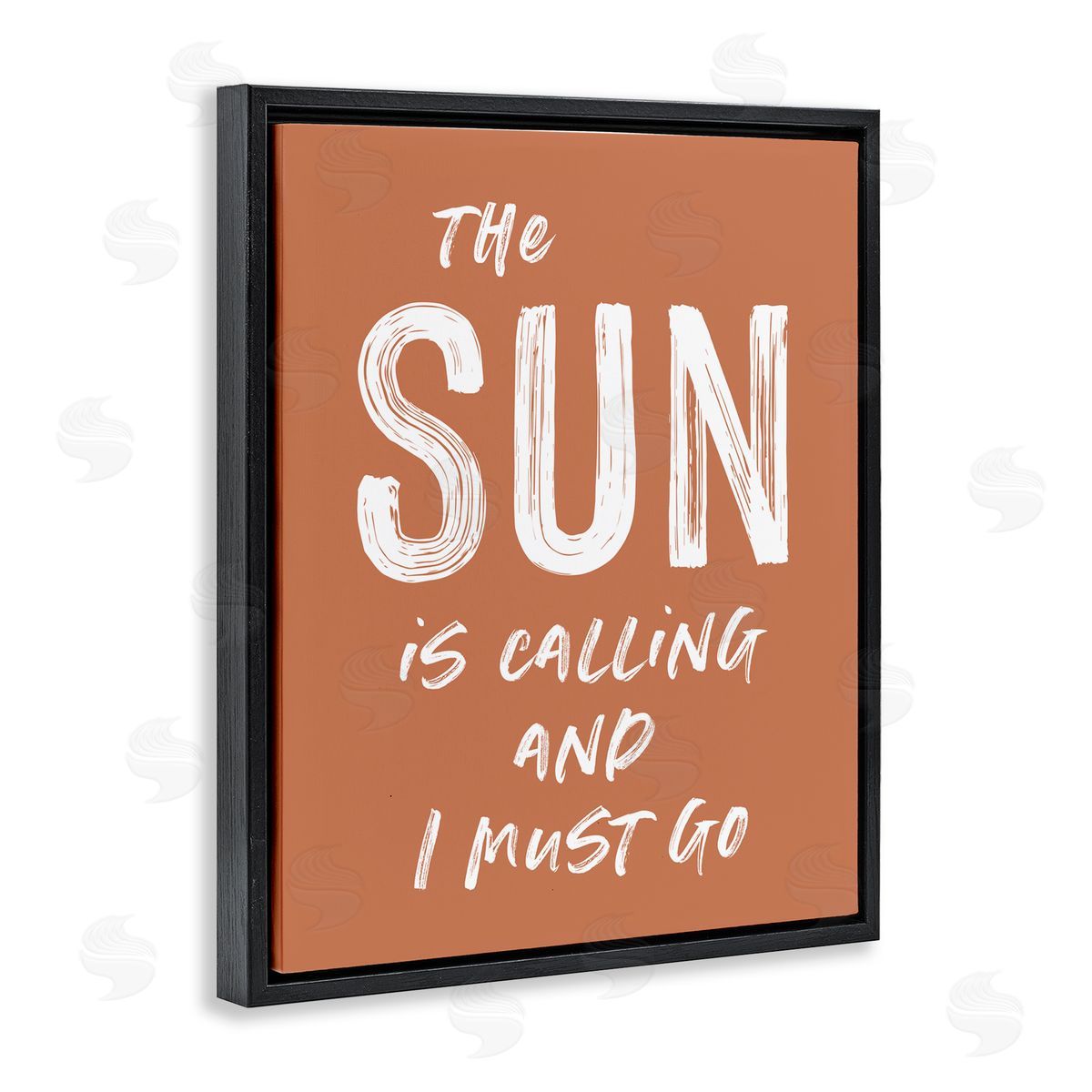 Lettered and Lined Sun Is Calling Must Go Black Floating Frame Canvas Wall Art Print