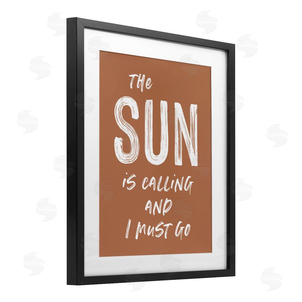 Lettered and Lined Sun Is Calling Must Go Black Framed Print Under Glass Wall Art
