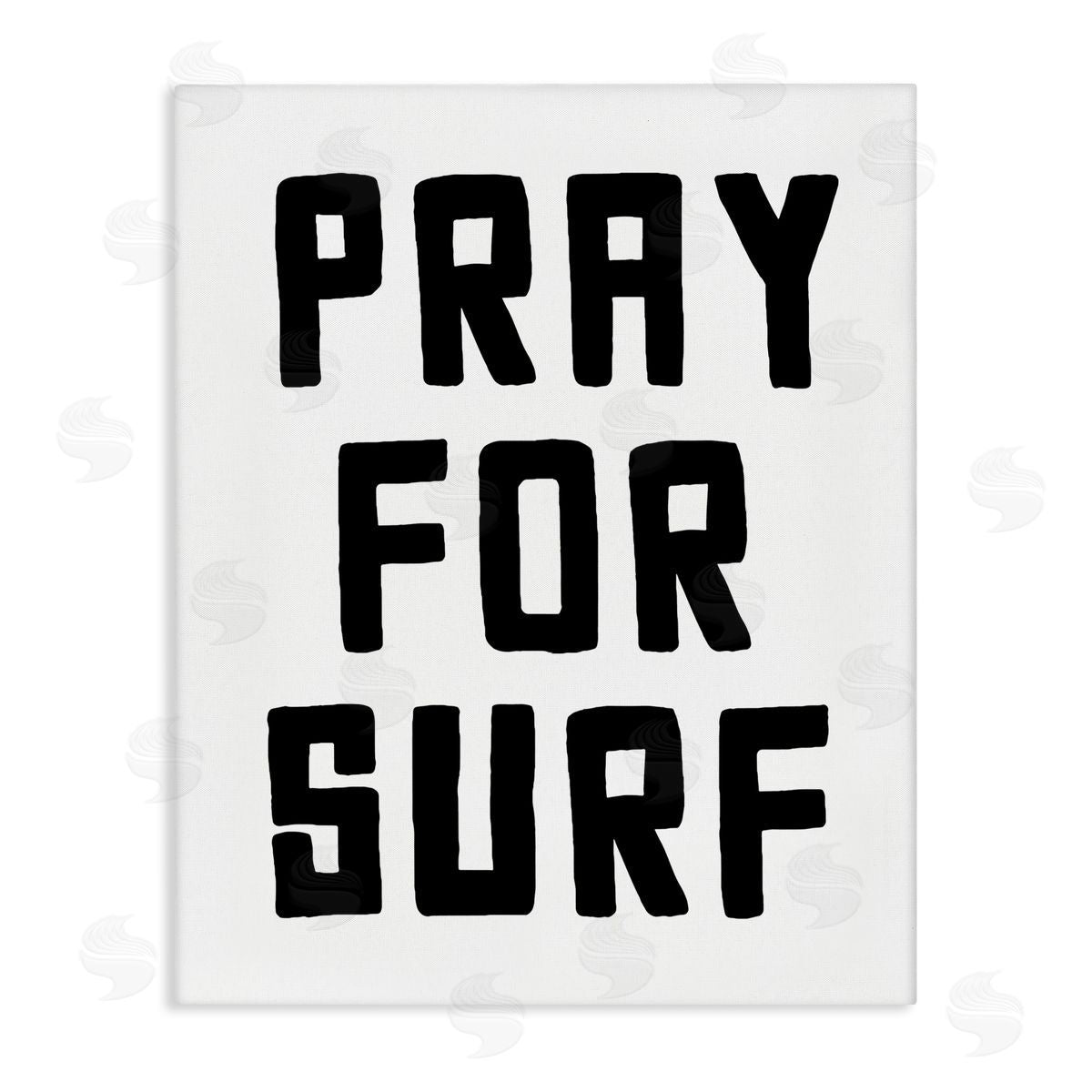 Lettered and Lined Pray For Surf Simple Sentiment Stretched Canvas Wall Art Print