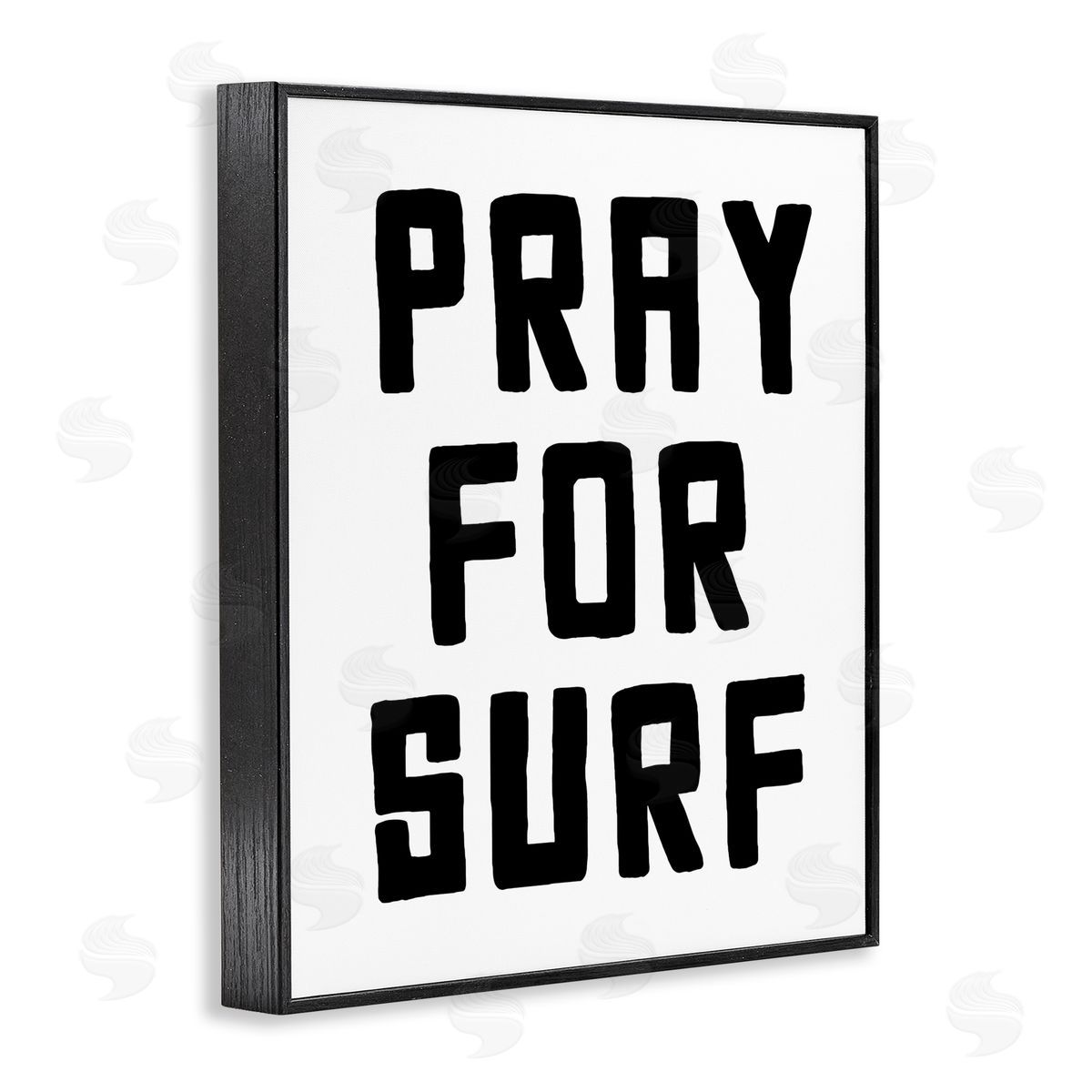 Lettered and Lined Pray For Surf Simple Sentiment Black Framed Giclee Print Wall Art