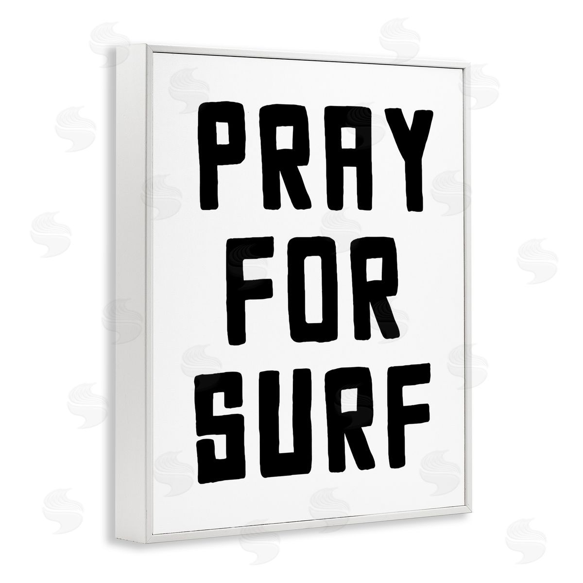 Lettered and Lined Pray For Surf Simple Sentiment White Framed Giclee Print Wall Art