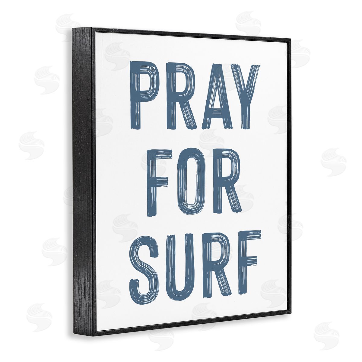 Lettered and Lined Summer Sentiment Pray For Surf Black Framed Giclee Print Wall Art