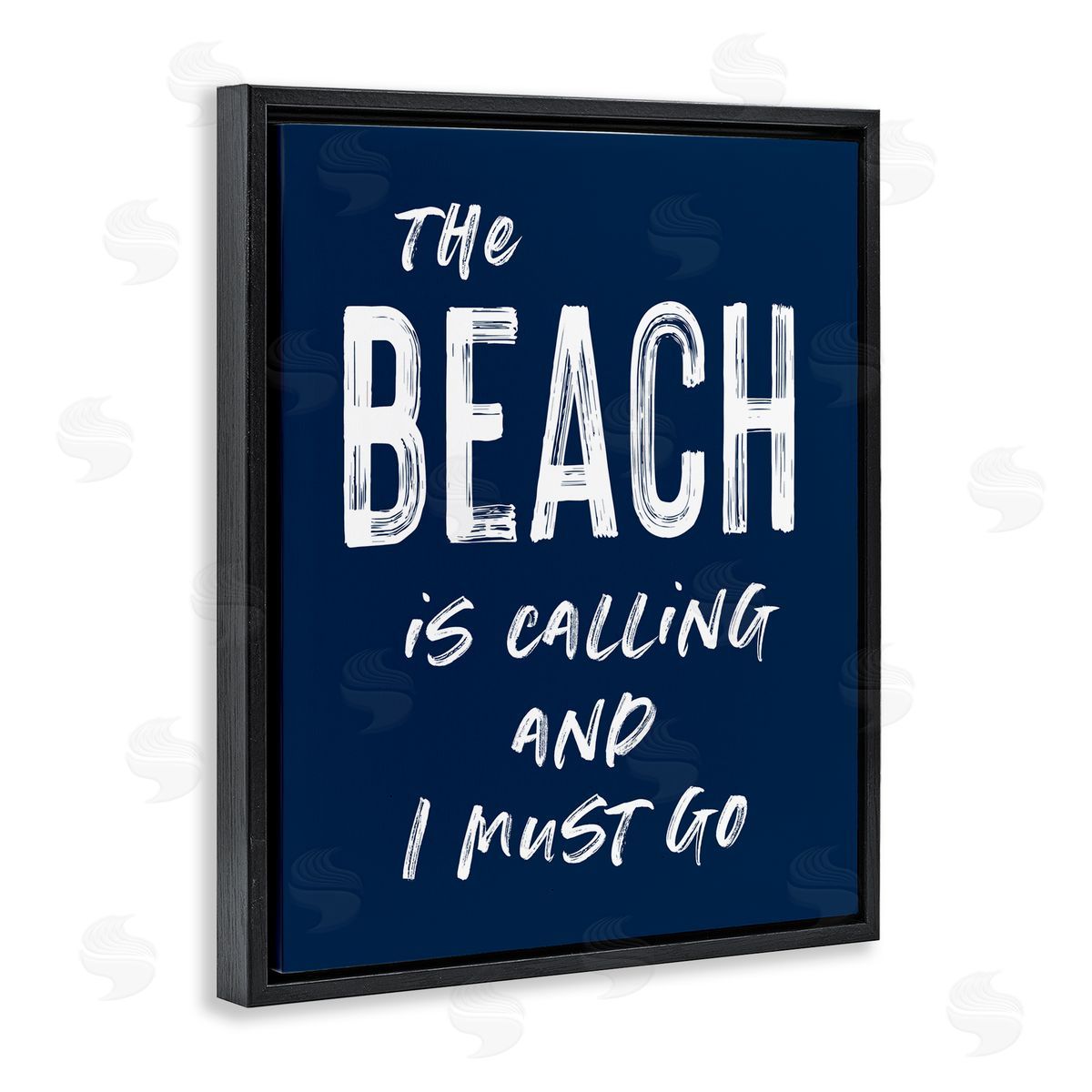 Lettered and Lined Beach Is Calling Summer Sentiment Black Floating Frame Canvas Wall Art Print