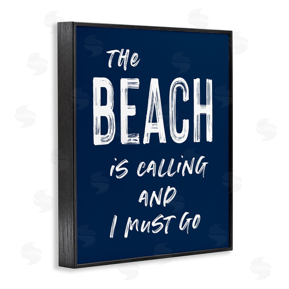 Lettered and Lined Beach Is Calling Summer Sentiment Black Framed Giclee Print Wall Art