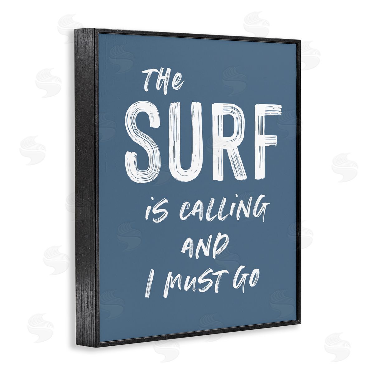 Lettered and Lined Surf Is Calling Must Go Black Framed Giclee Print Wall Art