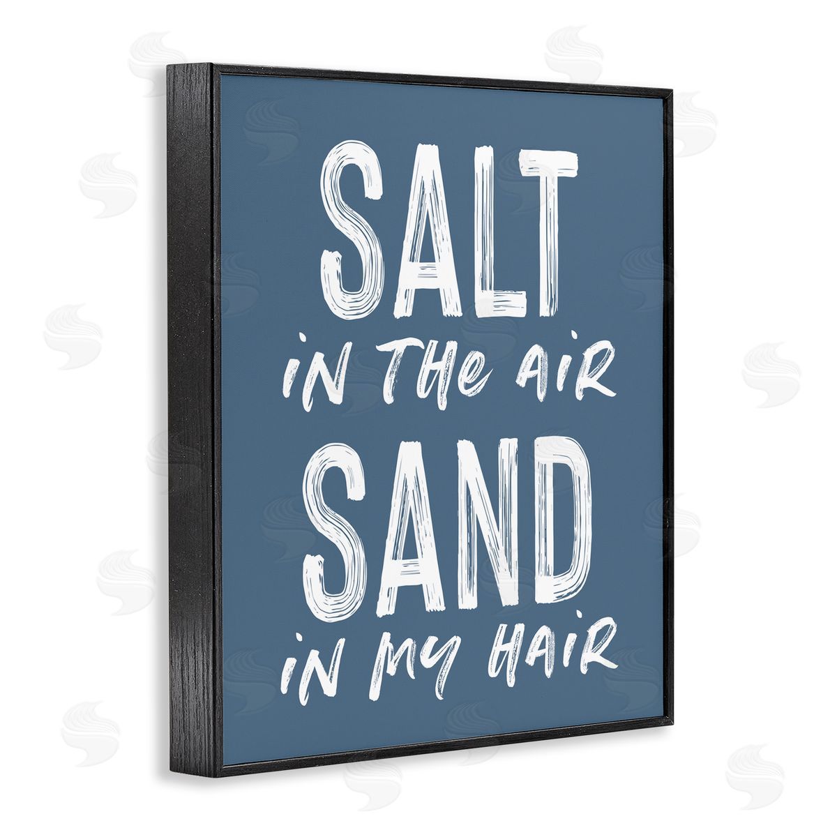 Lettered and Lined Summer Sentiment Salt Sand In Hair Black Framed Giclee Print Wall Art