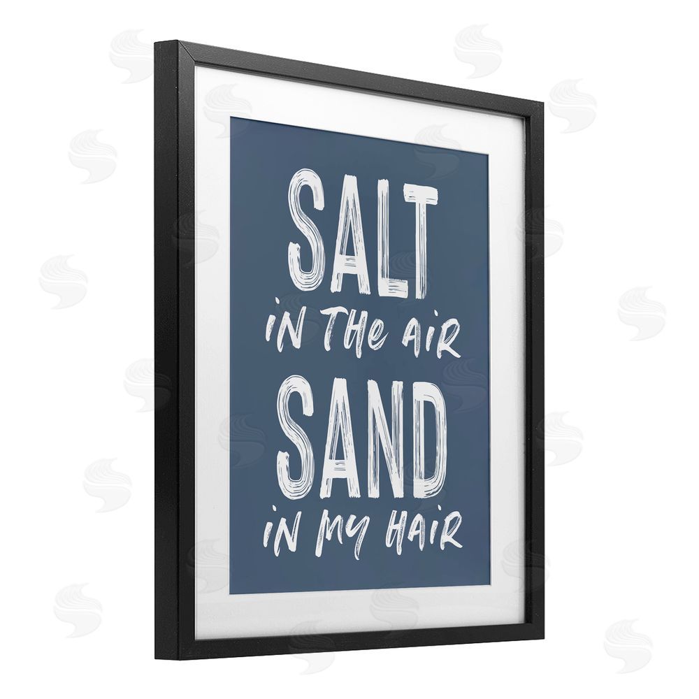 Lettered and Lined Summer Sentiment Salt Sand In Hair Black Framed Print Under Glass Wall Art