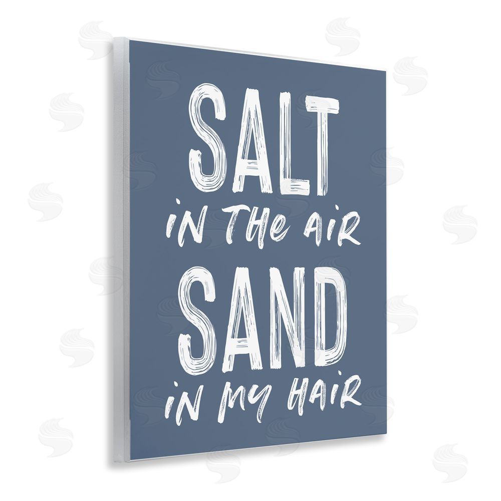 Lettered and Lined Summer Sentiment Salt Sand In Hair Wooden Wall Plaque Art Print