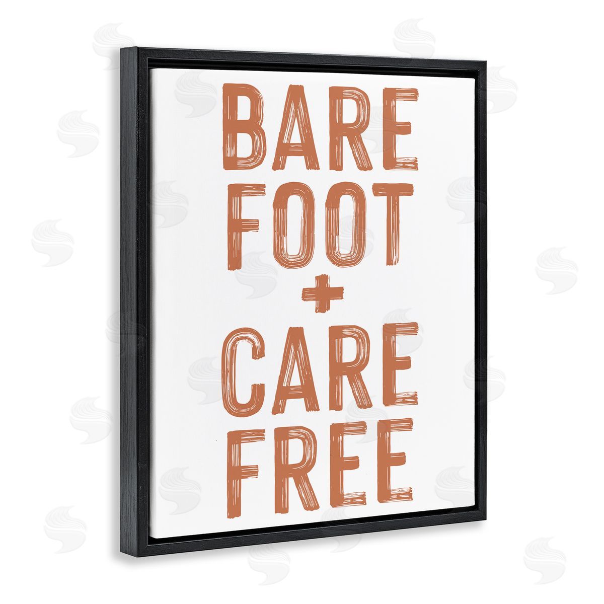 Lettered and Lined Barefoot Carefree Summer Sentiment Black Floating Frame Canvas Wall Art Print