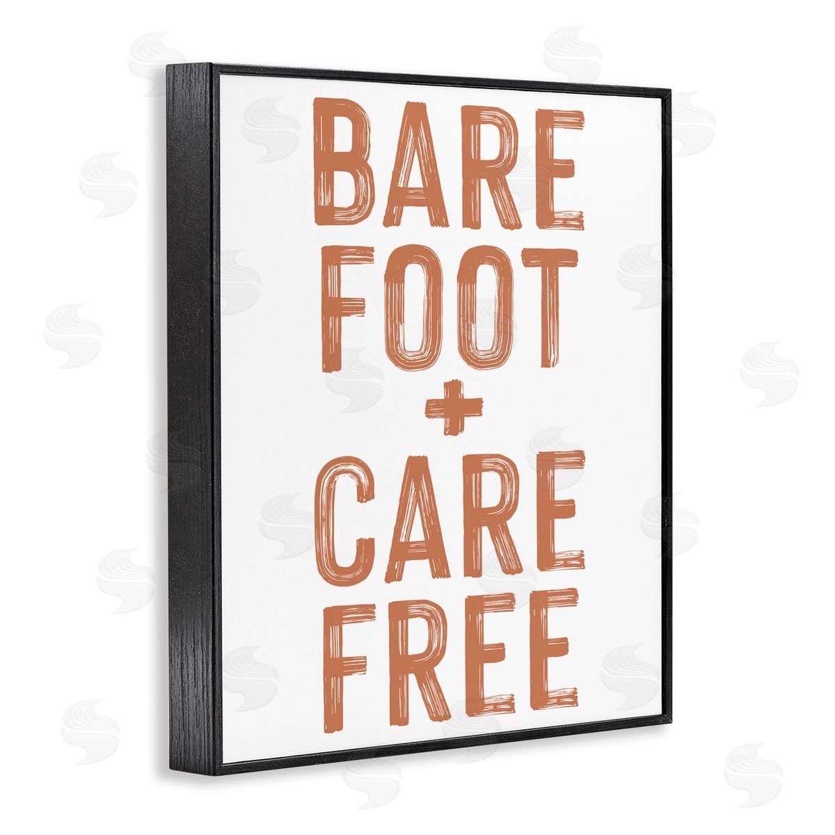 Lettered and Lined Barefoot Carefree Summer Sentiment Black Framed Giclee Print Wall Art