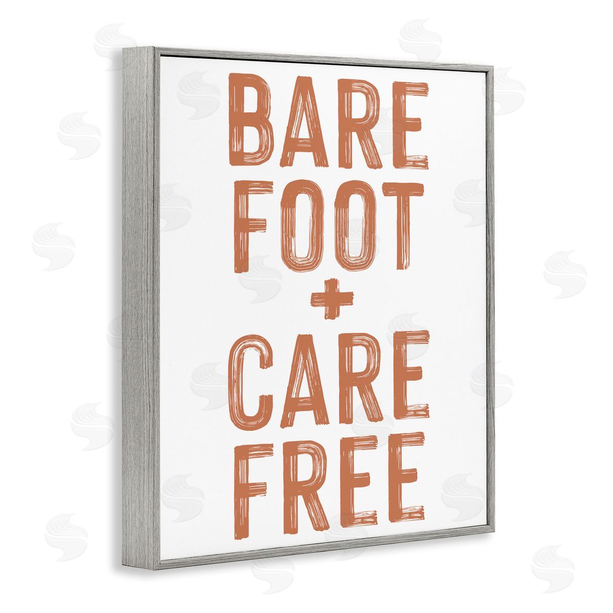 Lettered and Lined Barefoot Carefree Summer Sentiment Gray Framed Giclee Print Wall Art