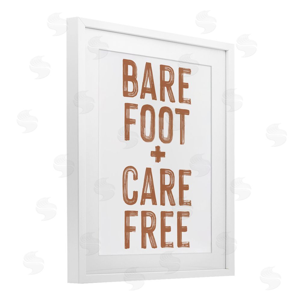 Lettered and Lined Barefoot Carefree Summer Sentiment White Framed Print Under Glass Wall Art