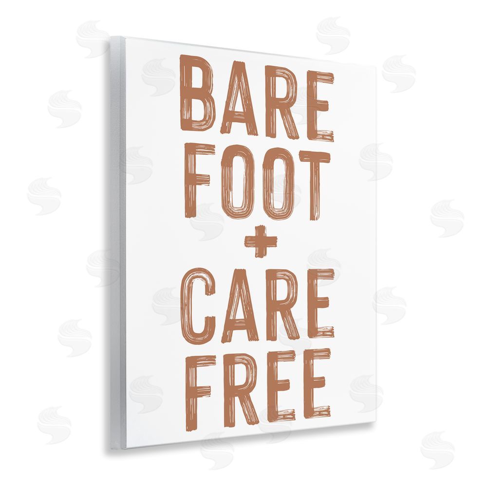 Lettered and Lined Barefoot Carefree Summer Sentiment Wooden Wall Plaque Art Print