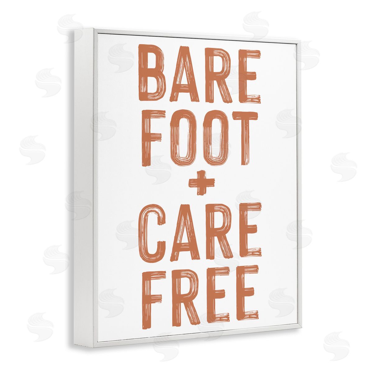 Lettered and Lined Barefoot Carefree Summer Sentiment White Framed Giclee Print Wall Art