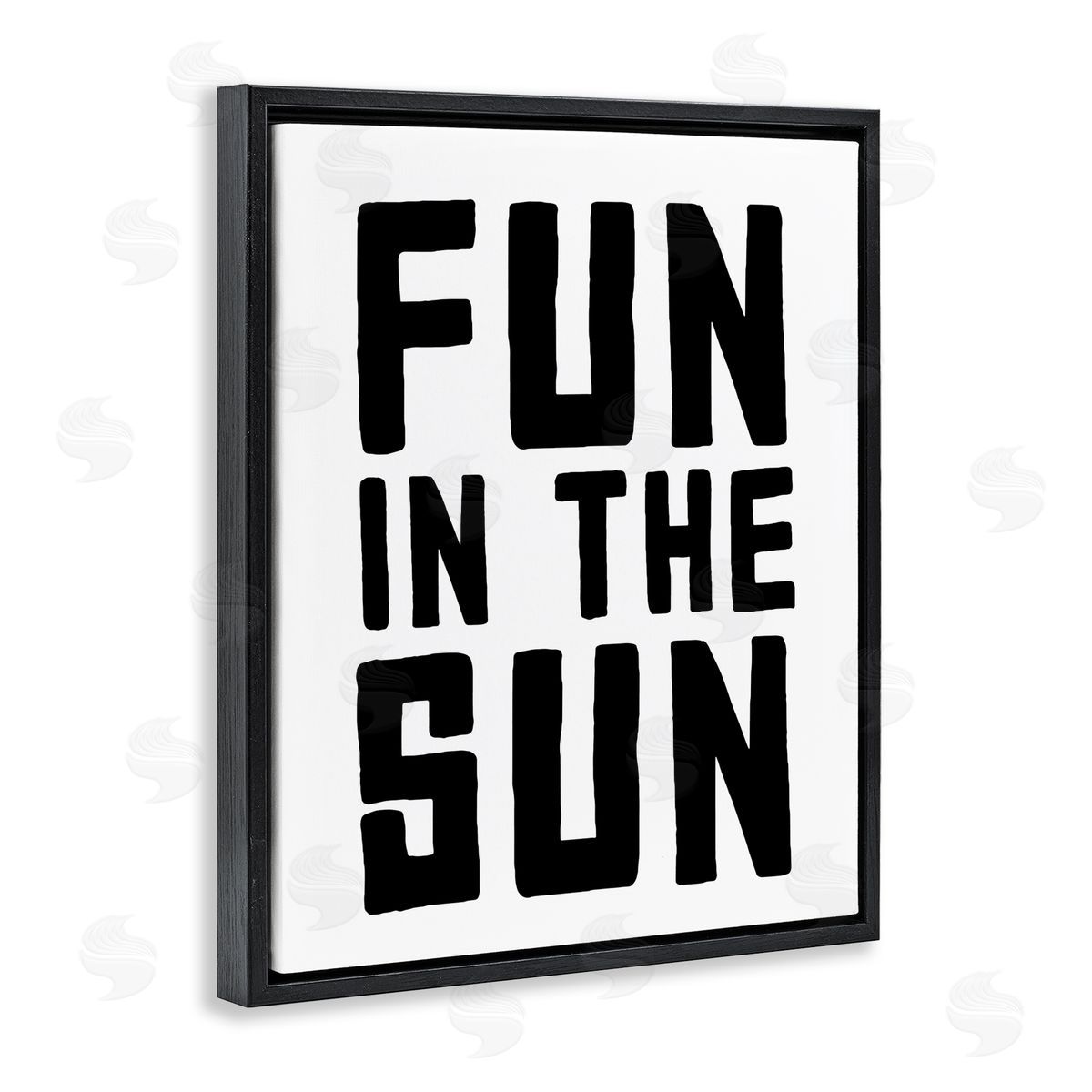 Lettered and Lined Fun In Sun Simple Sentiment Black Floating Frame Canvas Wall Art Print