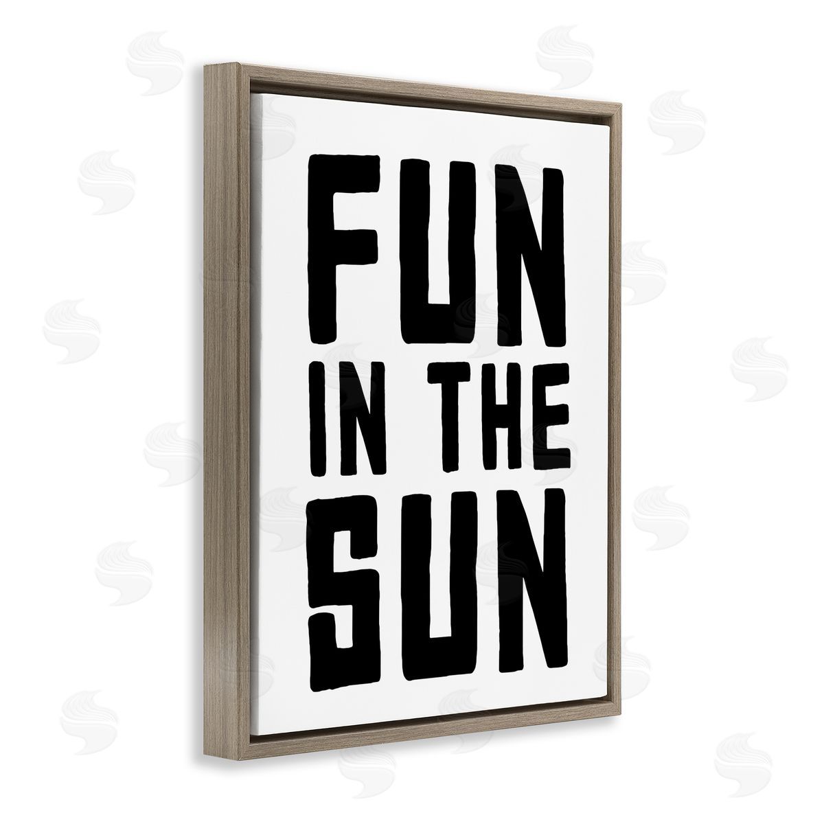 Lettered and Lined Fun In Sun Simple Sentiment Brown Floating Frame Canvas Wall Art Print
