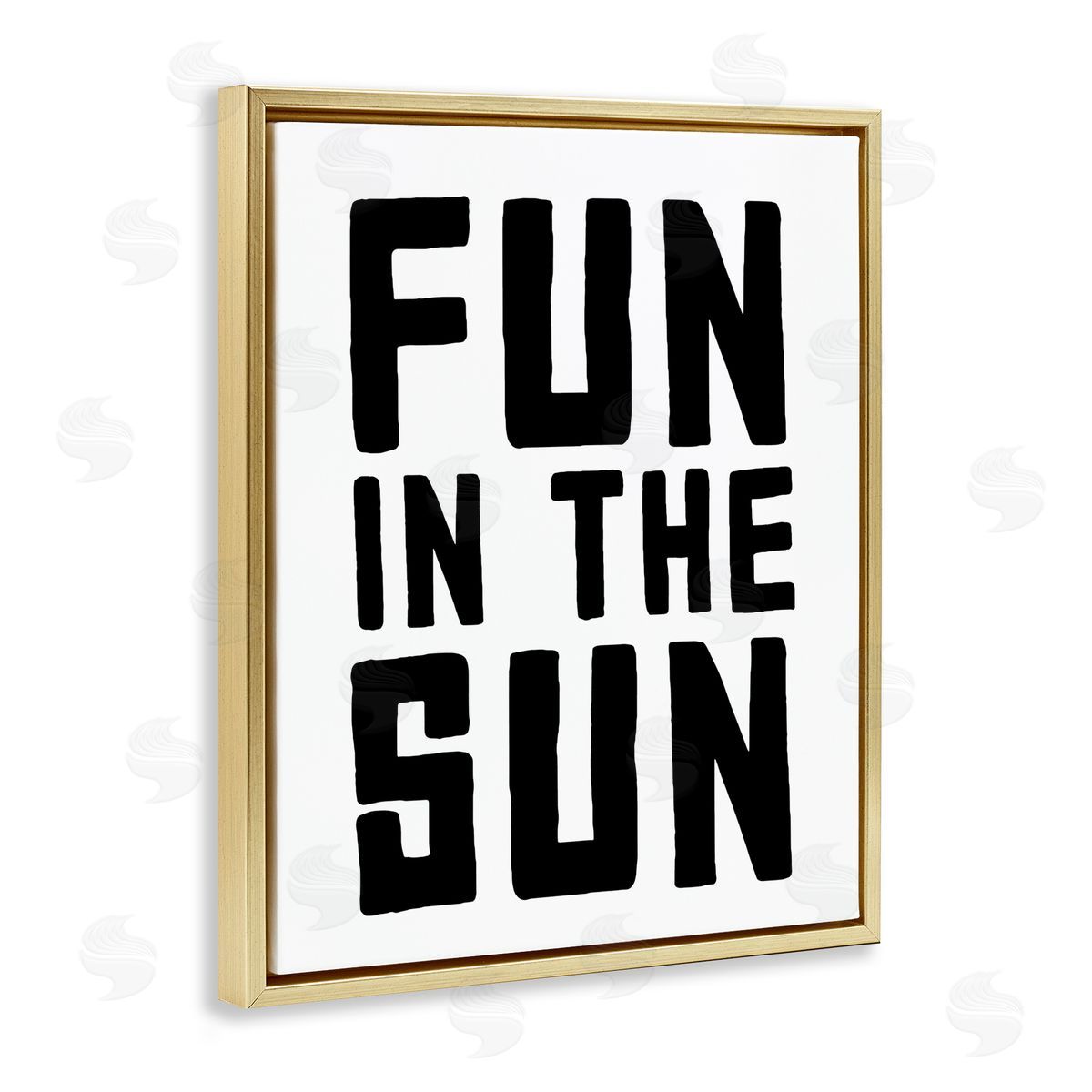 Lettered and Lined Fun In Sun Simple Sentiment Gold Floating Frame Canvas Wall Art Print