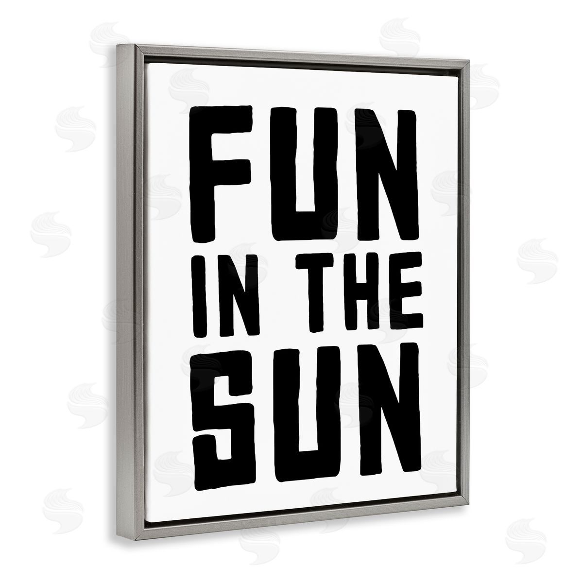 Lettered and Lined Fun In Sun Simple Sentiment Gray Floating Frame Canvas Wall Art Print
