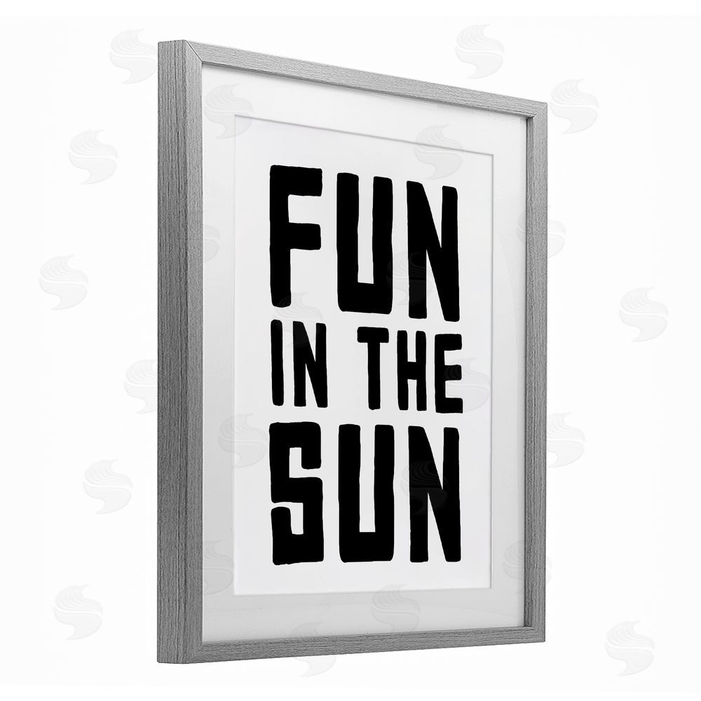 Lettered and Lined Fun In Sun Simple Sentiment Gray Framed Print Under Glass Wall Art