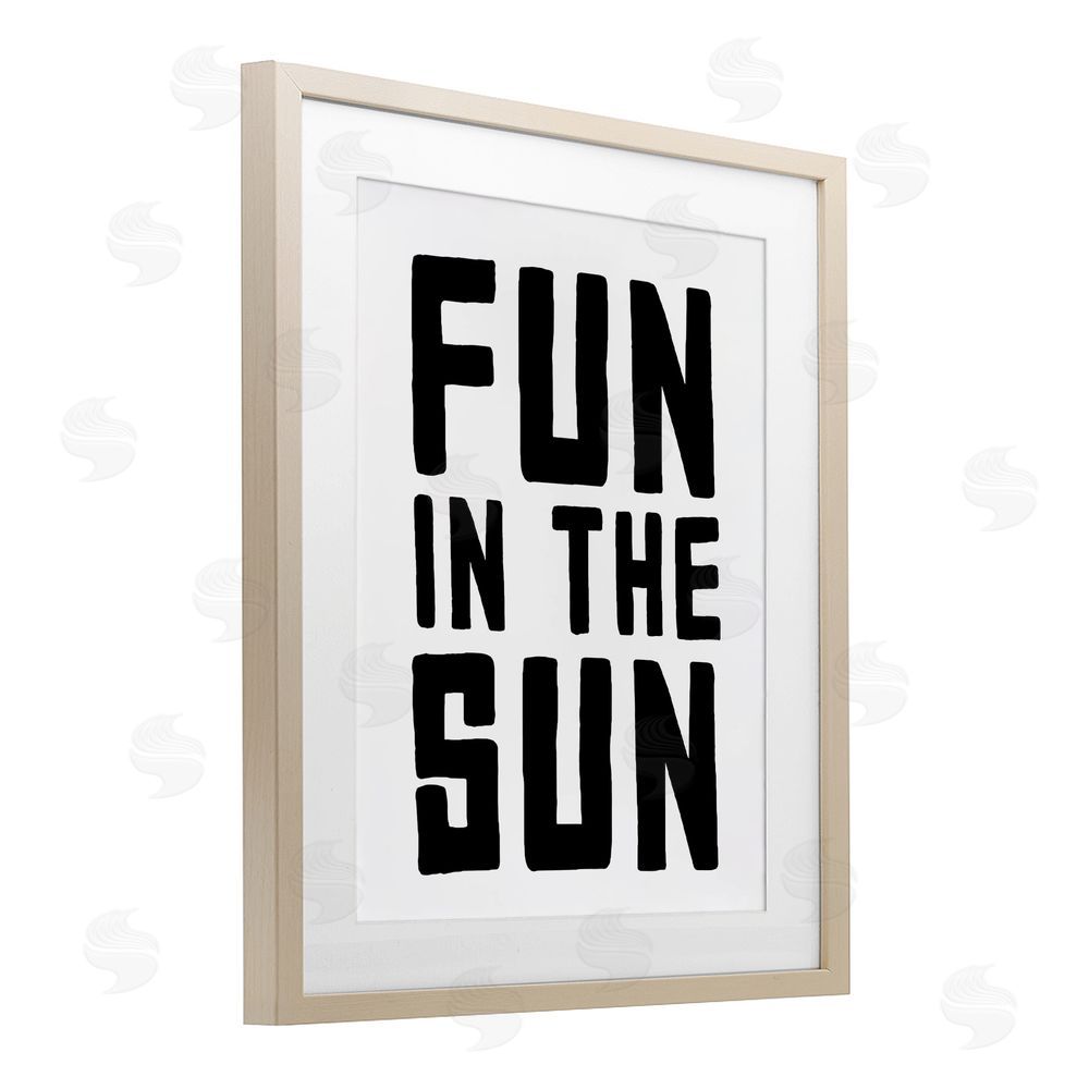Lettered and Lined Fun In Sun Simple Sentiment Brown Framed Print Under Glass Wall Art