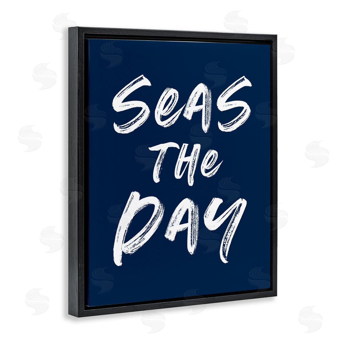 Lettered and Lined Seas The Day Sentiment Black Floating Frame Canvas Wall Art Print