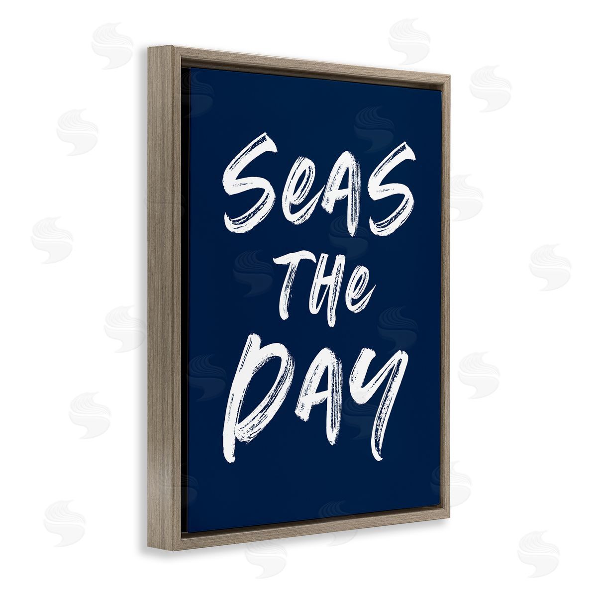 Lettered and Lined Seas The Day Sentiment Brown Floating Frame Canvas Wall Art Print