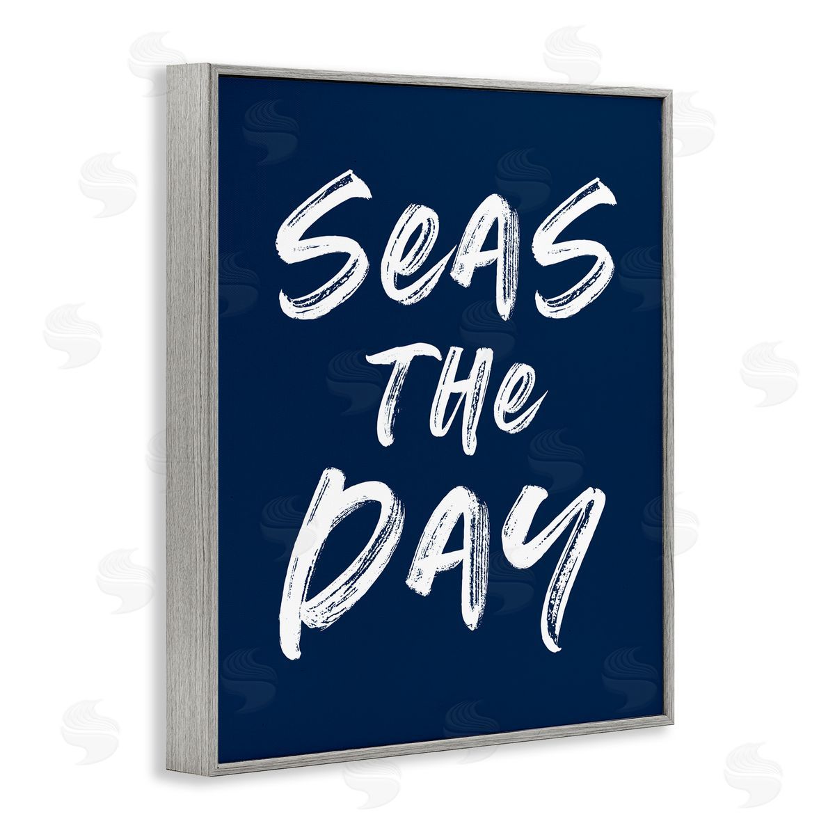 Lettered and Lined Seas The Day Sentiment Gray Framed Giclee Print Wall Art