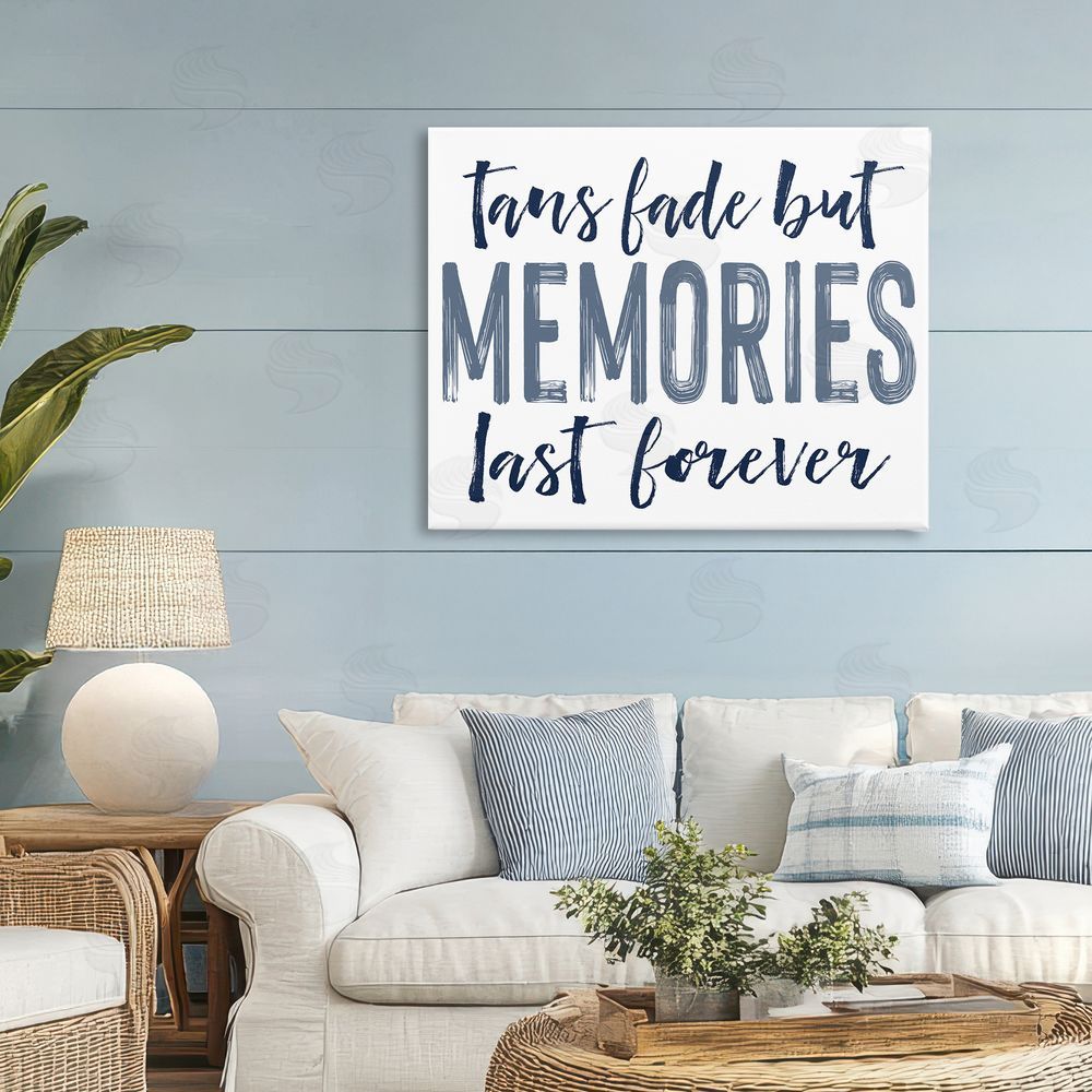 Lettered and Lined Summer Memories Last Forever Stretched Canvas Wall Art Print in Room