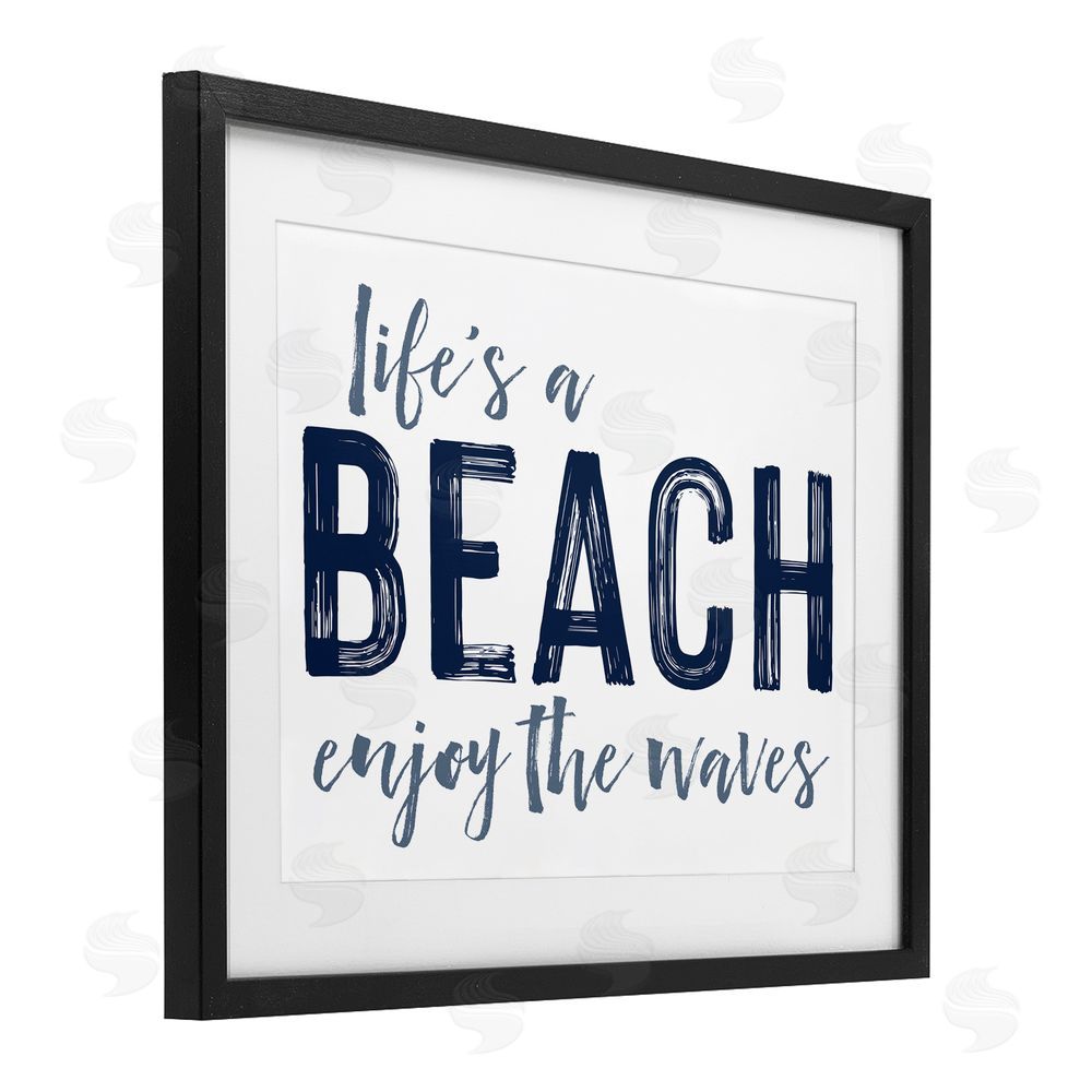 Lettered and Lined Summer Sentiment Enjoy Waves Black Framed Print Under Glass Wall Art