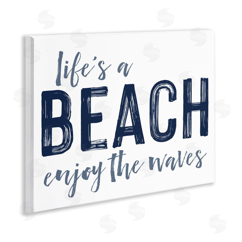 Lettered and Lined Summer Sentiment Enjoy Waves Wooden Wall Plaque Art Print