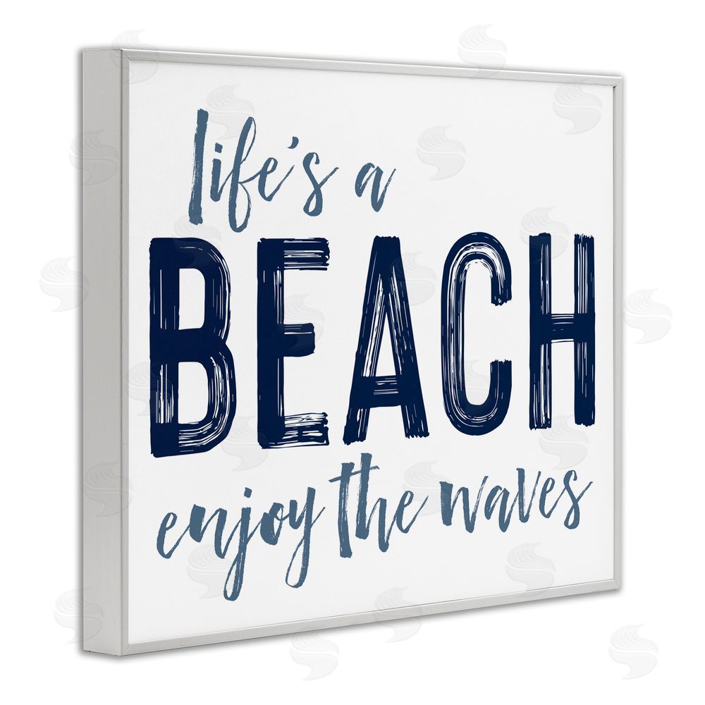 Lettered and Lined Summer Sentiment Enjoy Waves White Framed Giclee Print Wall Art