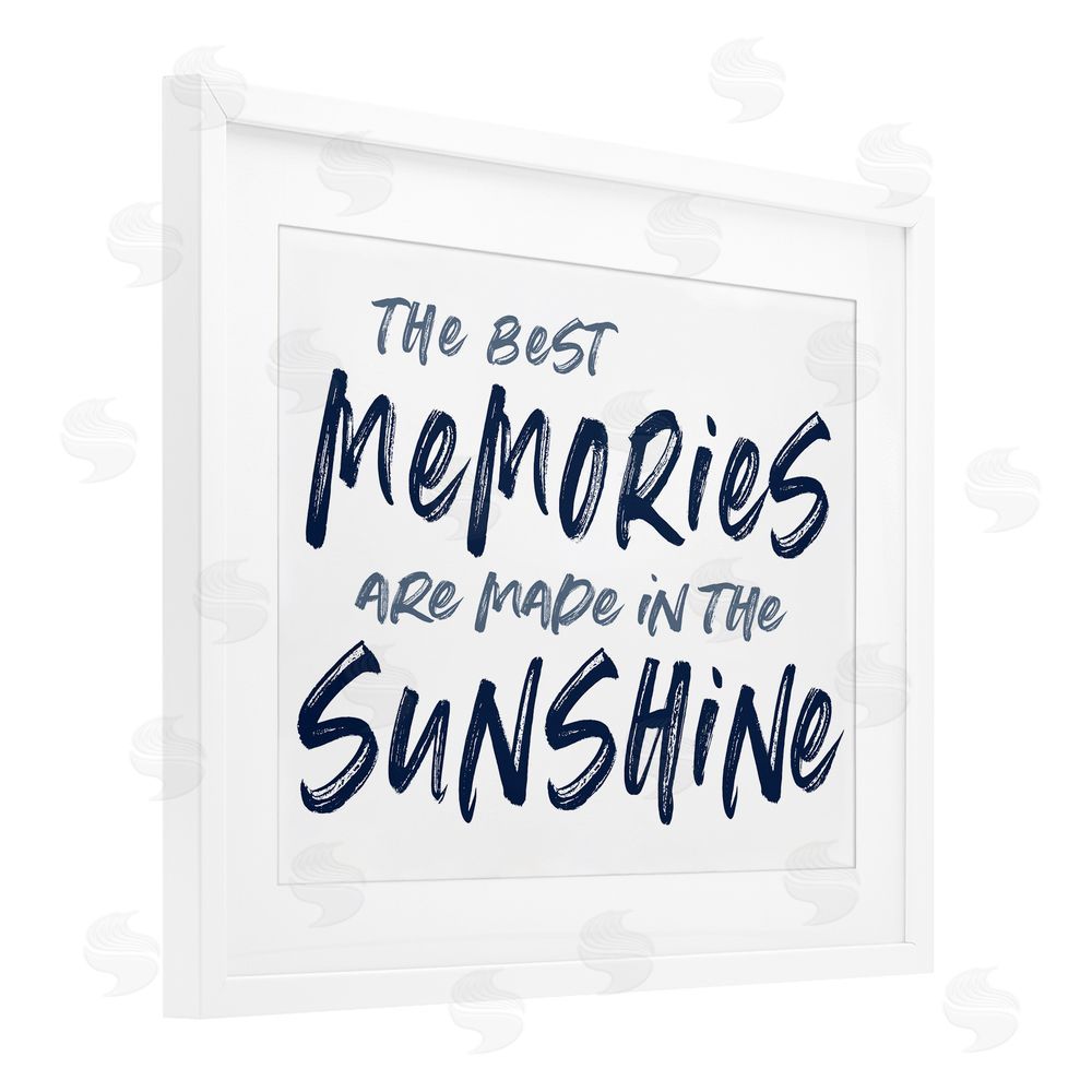 Lettered and Lined Memories Made In Sunshine White Framed Print Under Glass Wall Art