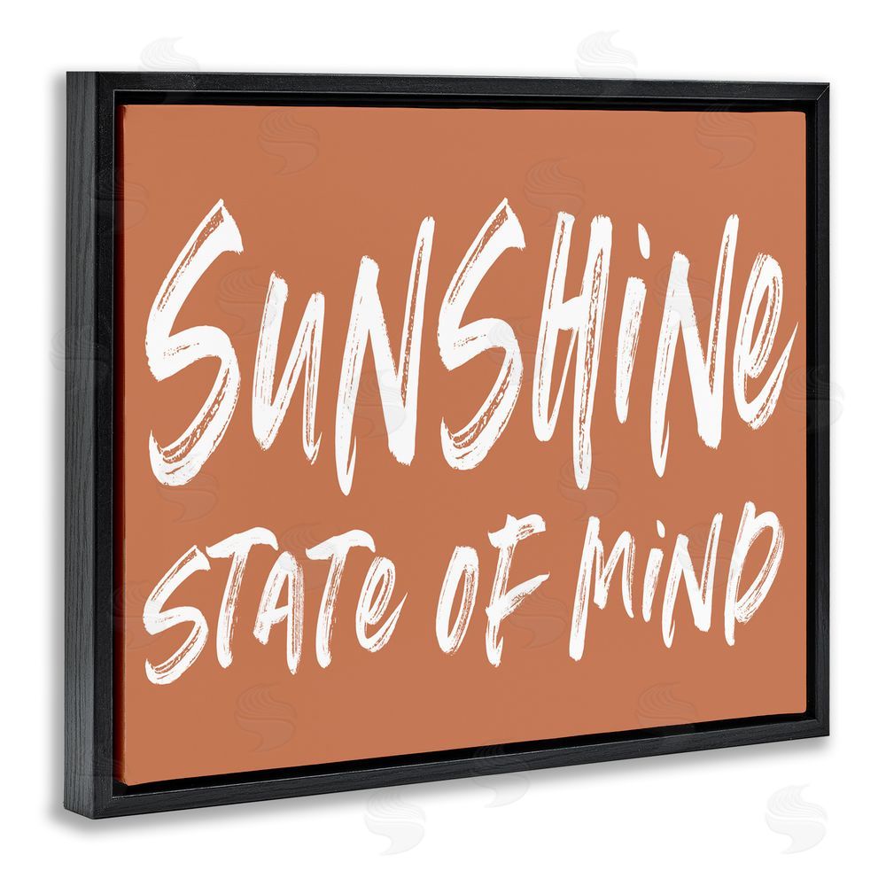 Lettered and Lined Summery Sunshine State Of Mind Black Floating Frame Canvas Wall Art Print