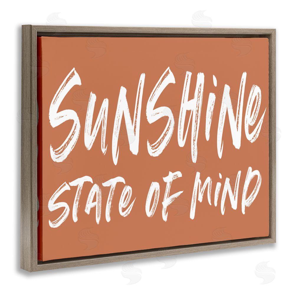 Lettered and Lined Summery Sunshine State Of Mind Brown Floating Frame Canvas Wall Art Print