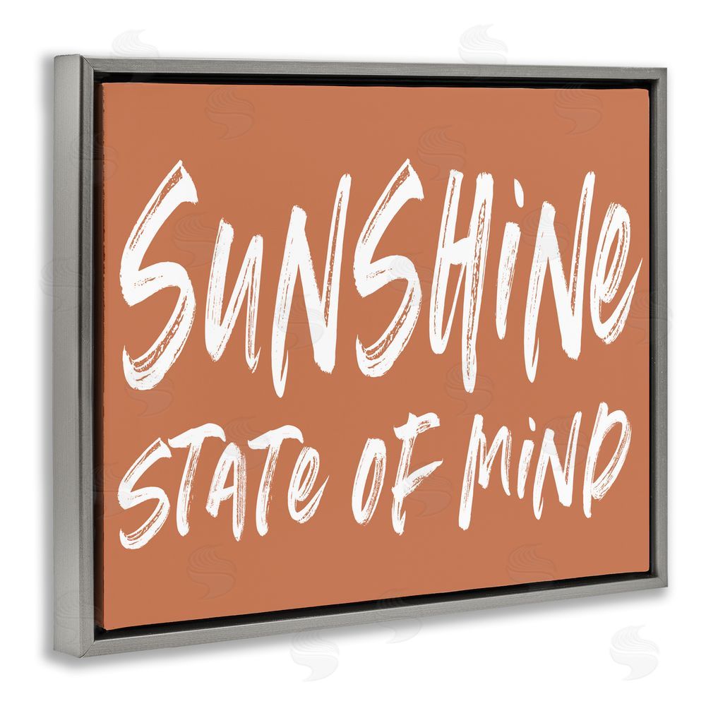 Lettered and Lined Summery Sunshine State Of Mind Gray Floating Frame Canvas Wall Art Print