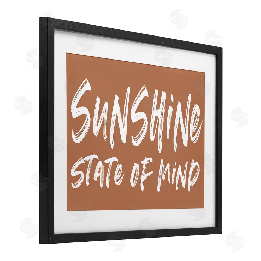 Lettered and Lined Summery Sunshine State Of Mind Black Framed Print Under Glass Wall Art
