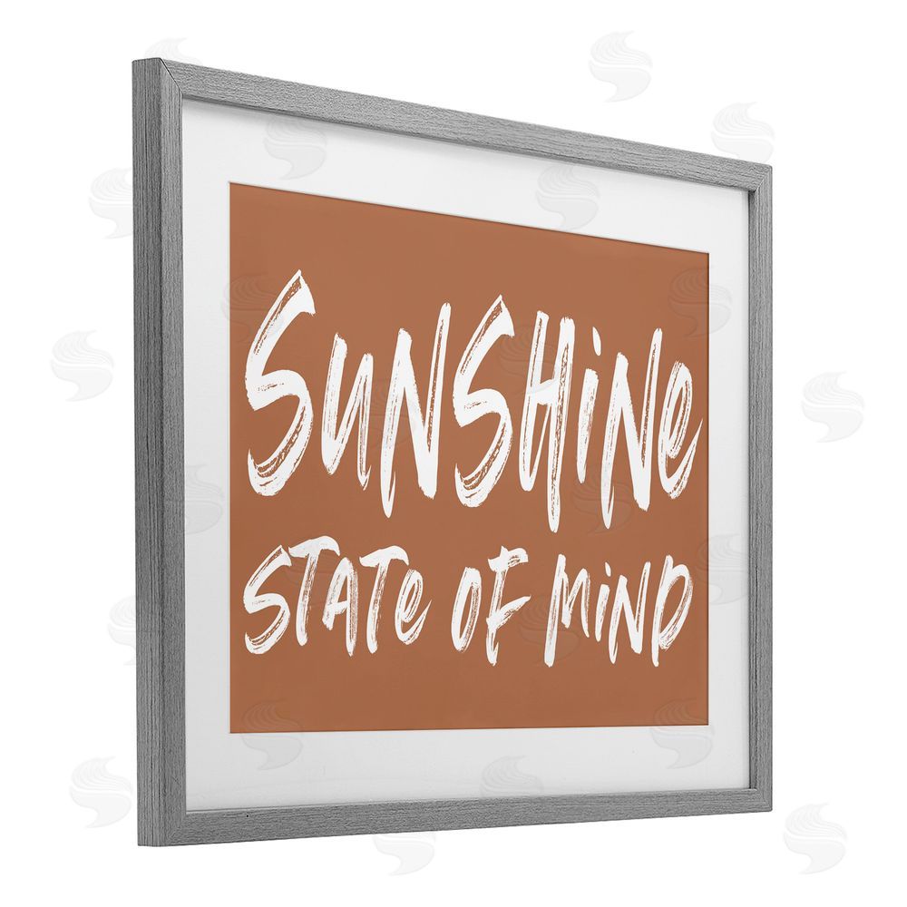 Lettered and Lined Summery Sunshine State Of Mind Gray Framed Print Under Glass Wall Art