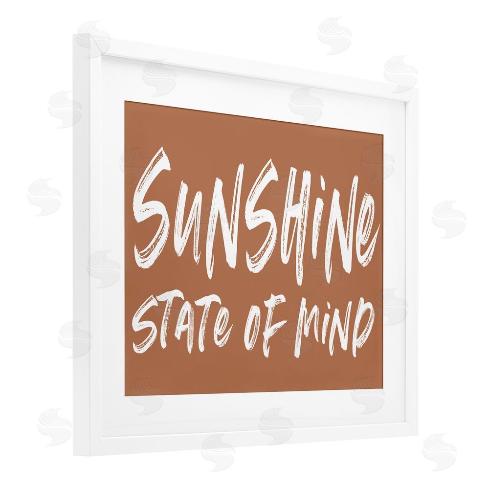 Lettered and Lined Summery Sunshine State Of Mind White Framed Print Under Glass Wall Art