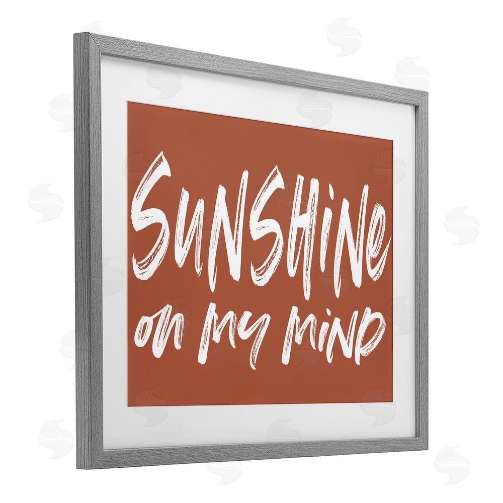 Lettered and Lined Sunshine State Of Mind Brown Gray Framed Print Under Glass Wall Art