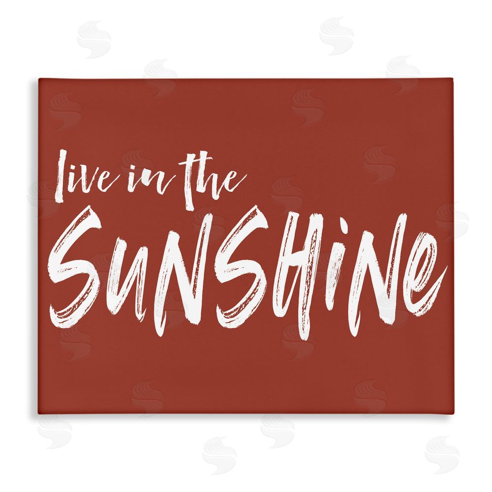 Lettered and Lined Live In The Sunshine Brown Stretched Canvas Wall Art Print