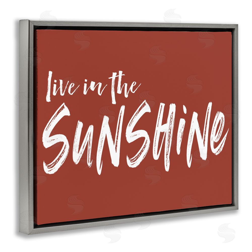 Lettered and Lined Live In The Sunshine Brown Gray Floating Frame Canvas Wall Art Print