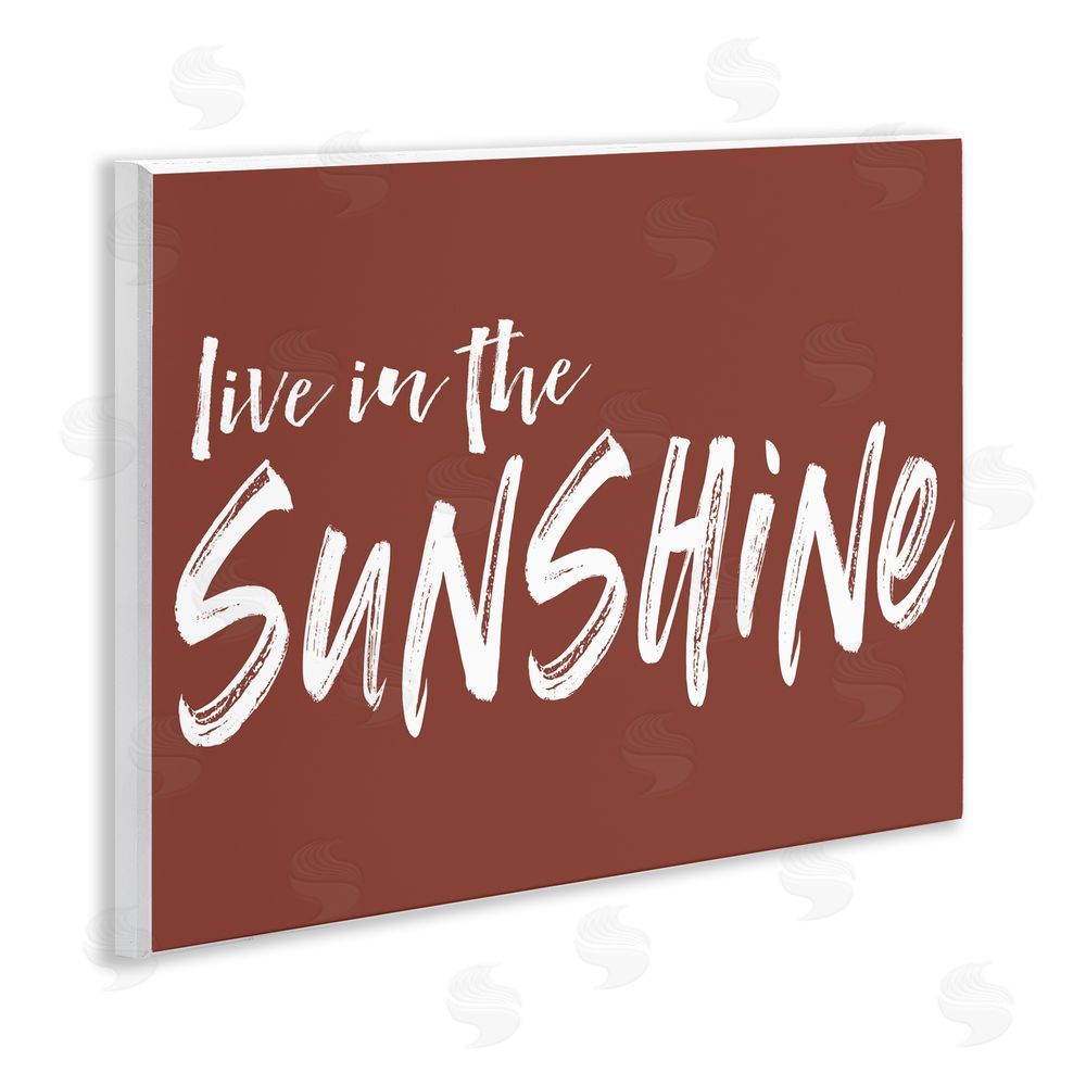 Lettered and Lined Live In The Sunshine Brown Wooden Wall Plaque Art Print