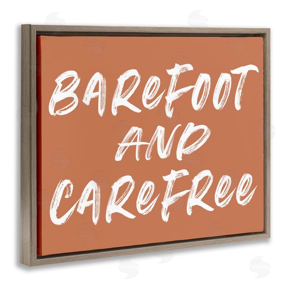 Lettered and Lined Barefoot & Carefree Brown Brown Floating Frame Canvas Wall Art Print