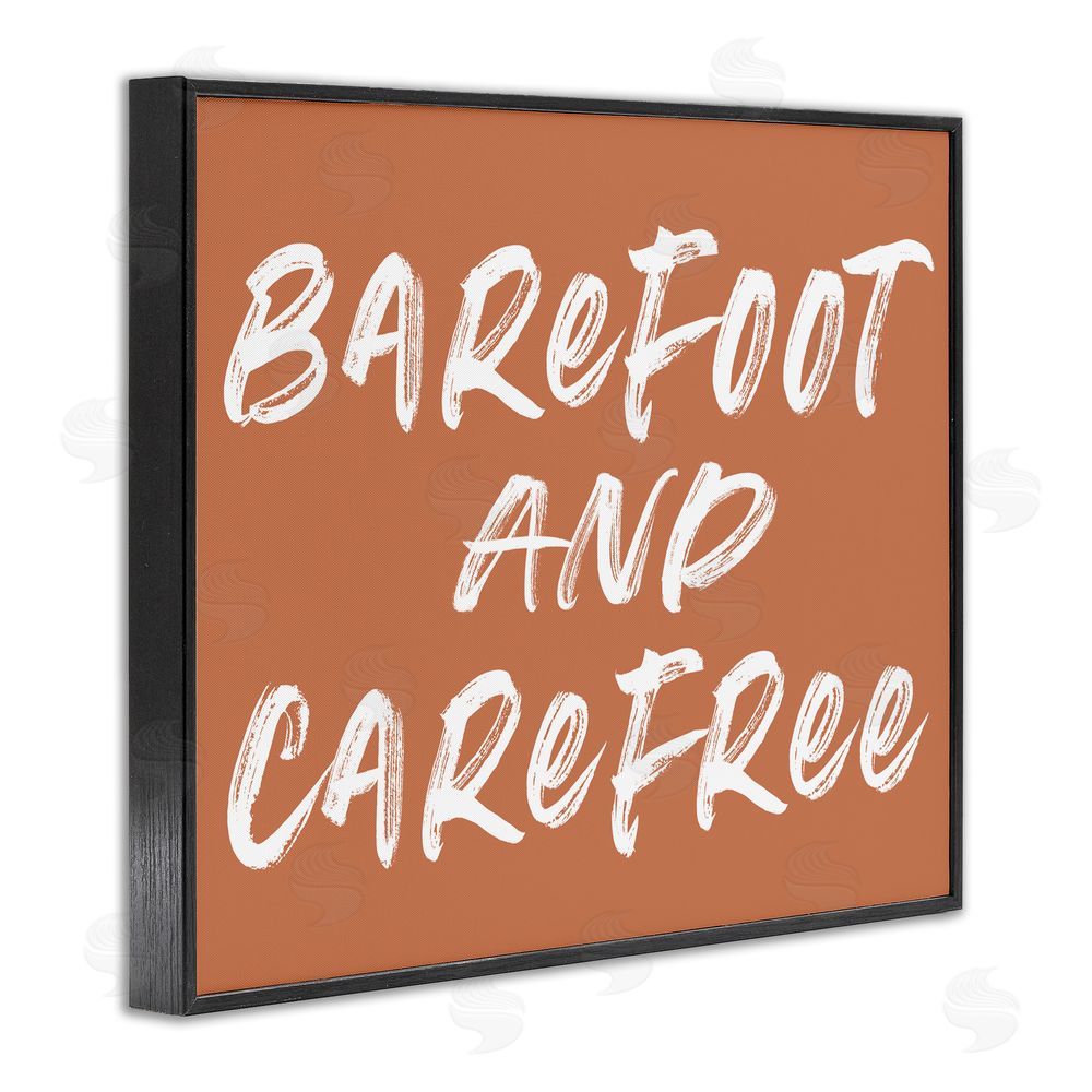 Lettered and Lined Barefoot & Carefree Brown Black Framed Giclee Print Wall Art