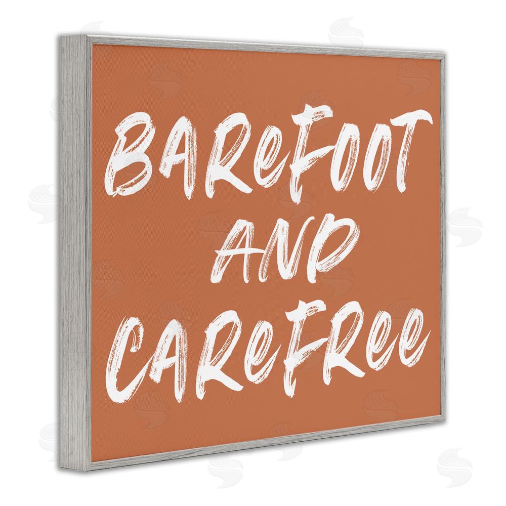 Lettered and Lined Barefoot & Carefree Brown Gray Framed Giclee Print Wall Art