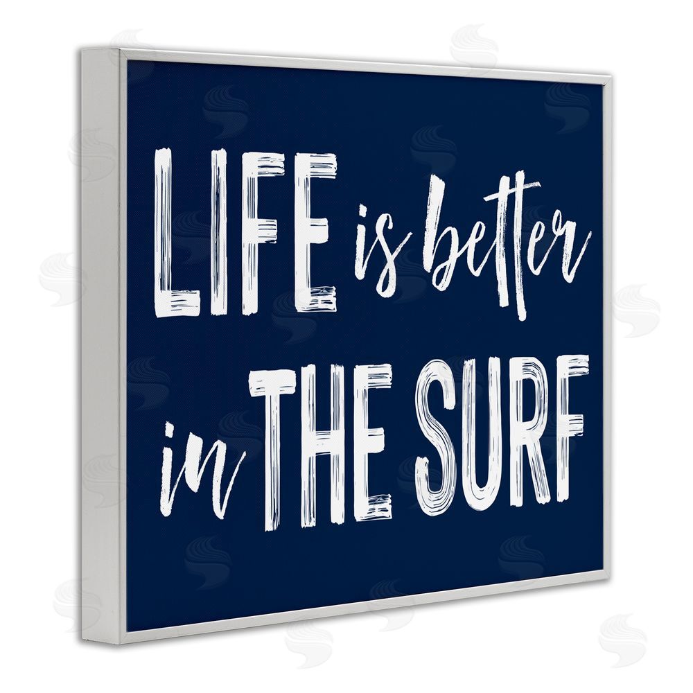 Lettered and Lined Life Better In Surf White Framed Giclee Print Wall Art