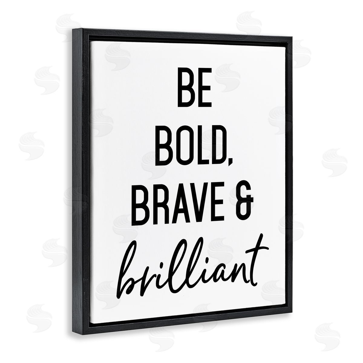 Lettered and Lined Bold Brave & Brilliant Black Floating Frame Canvas Wall Art Print