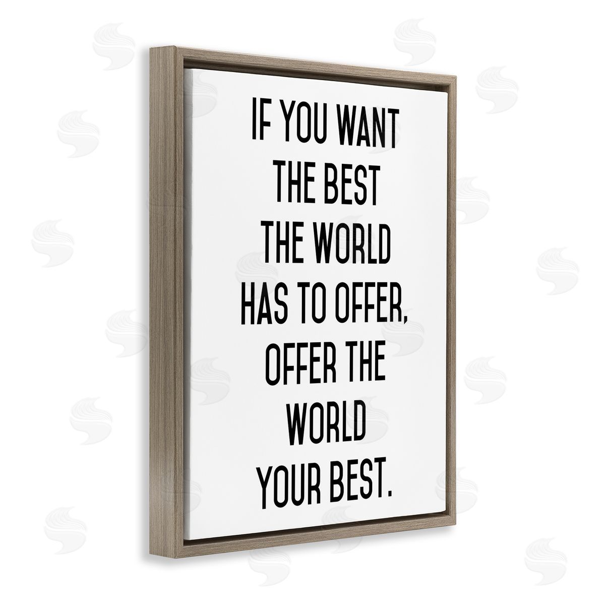 Lettered and Lined Offer The World Your Best Brown Floating Frame Canvas Wall Art Print