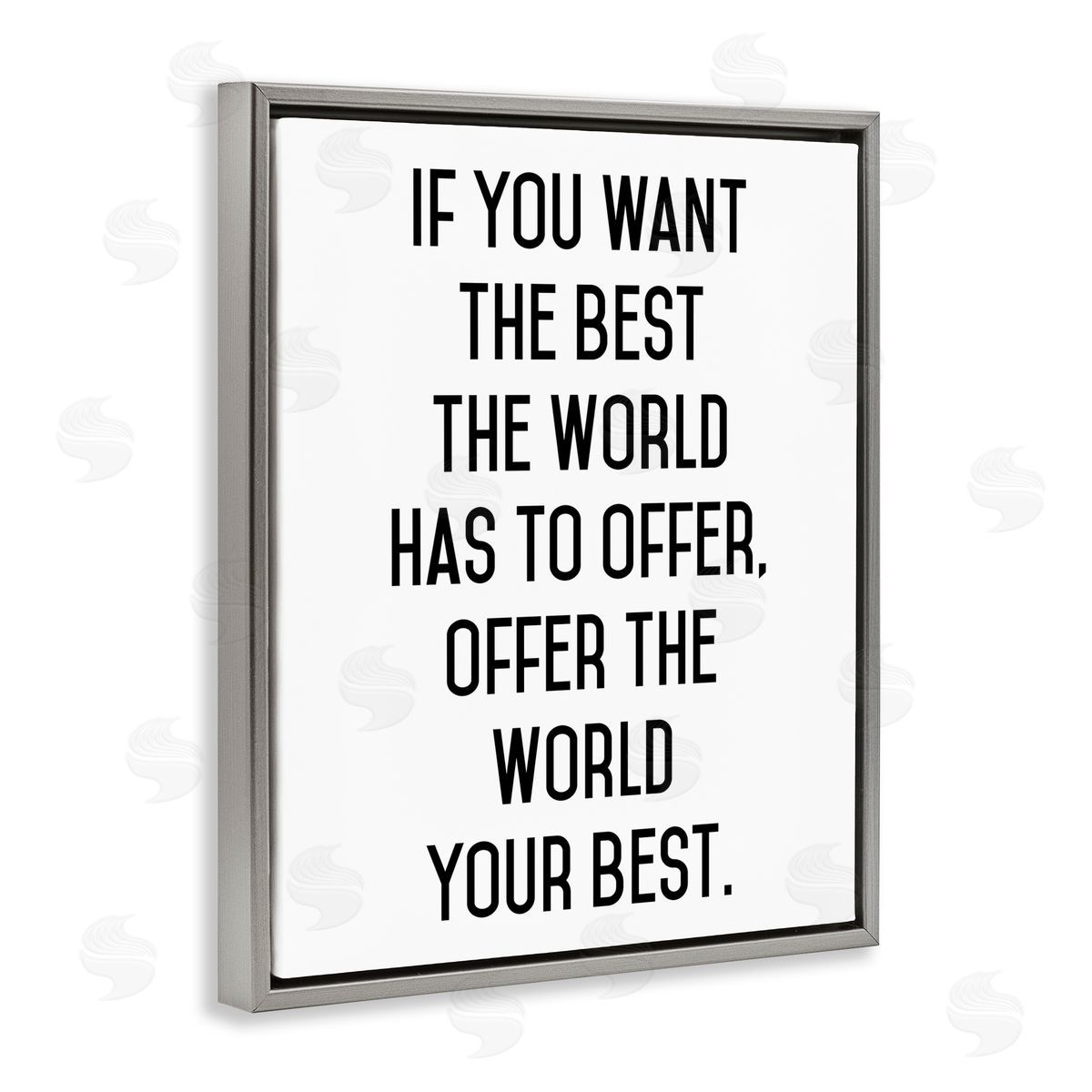 Lettered and Lined Offer The World Your Best Gray Floating Frame Canvas Wall Art Print
