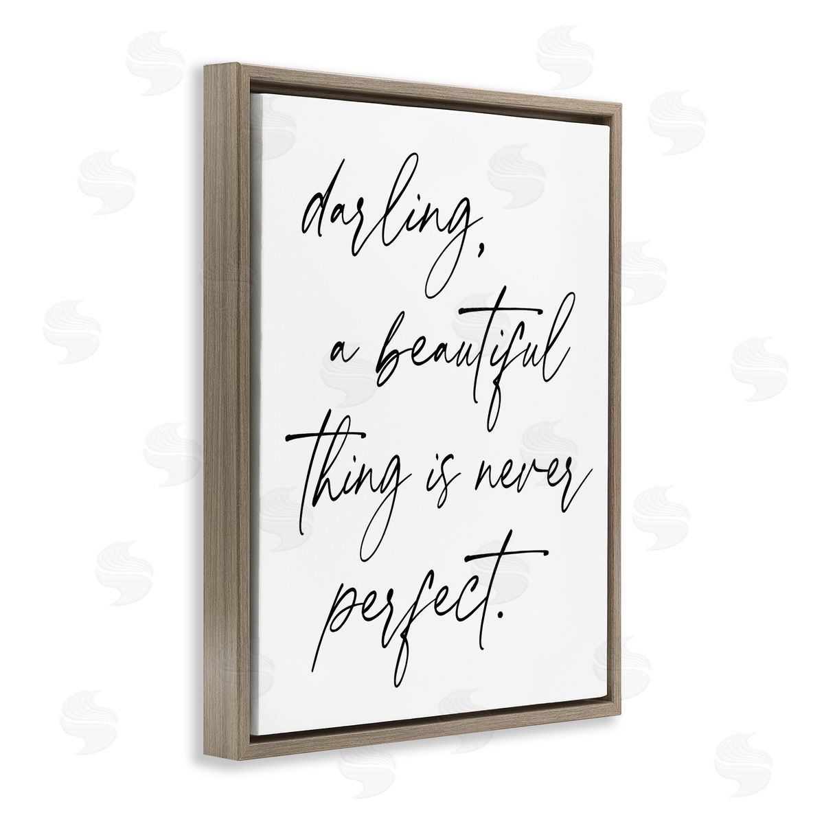 Lettered and Lined A Beautiful Thing Is Never Perfect Brown Floating Frame Canvas Wall Art Print